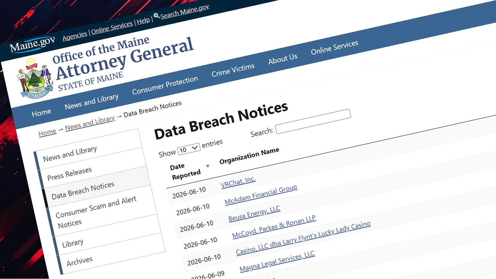 Maine Breach Portal Abused