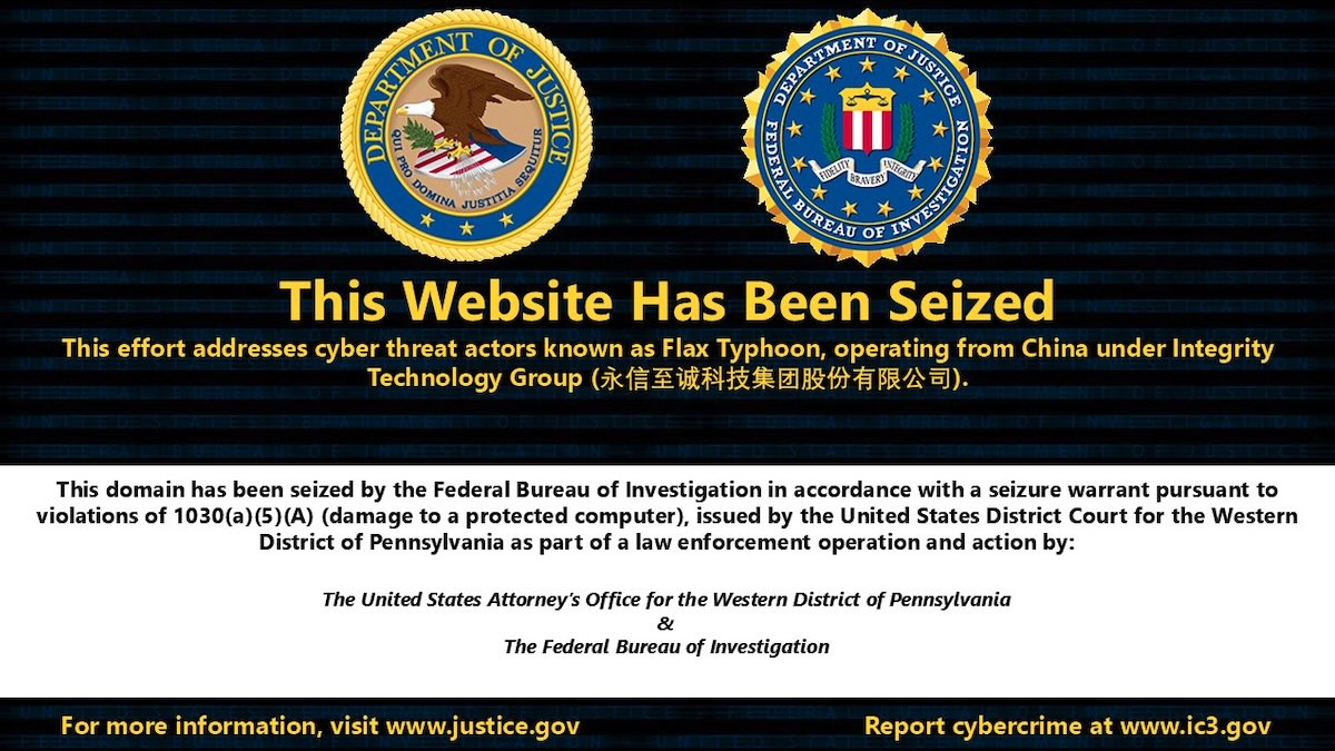US Disrupts Chinese State-Sponsored Hacking Tools MicroScan and FishHub Used by Integrity Technology Group